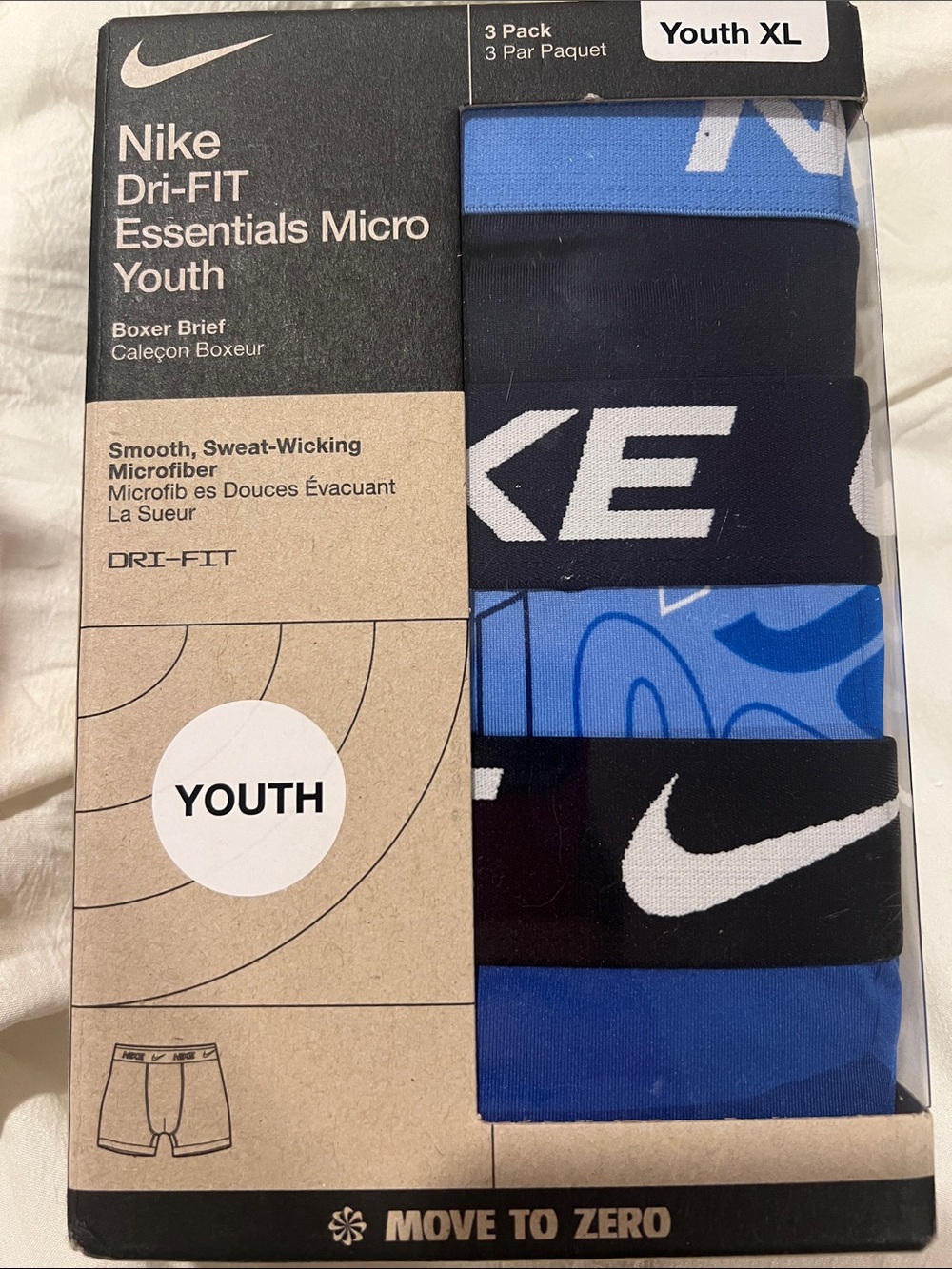 Nike Youth Dri-FIT Micro Boxer Briefs - Blue & Black (3 Pack)
